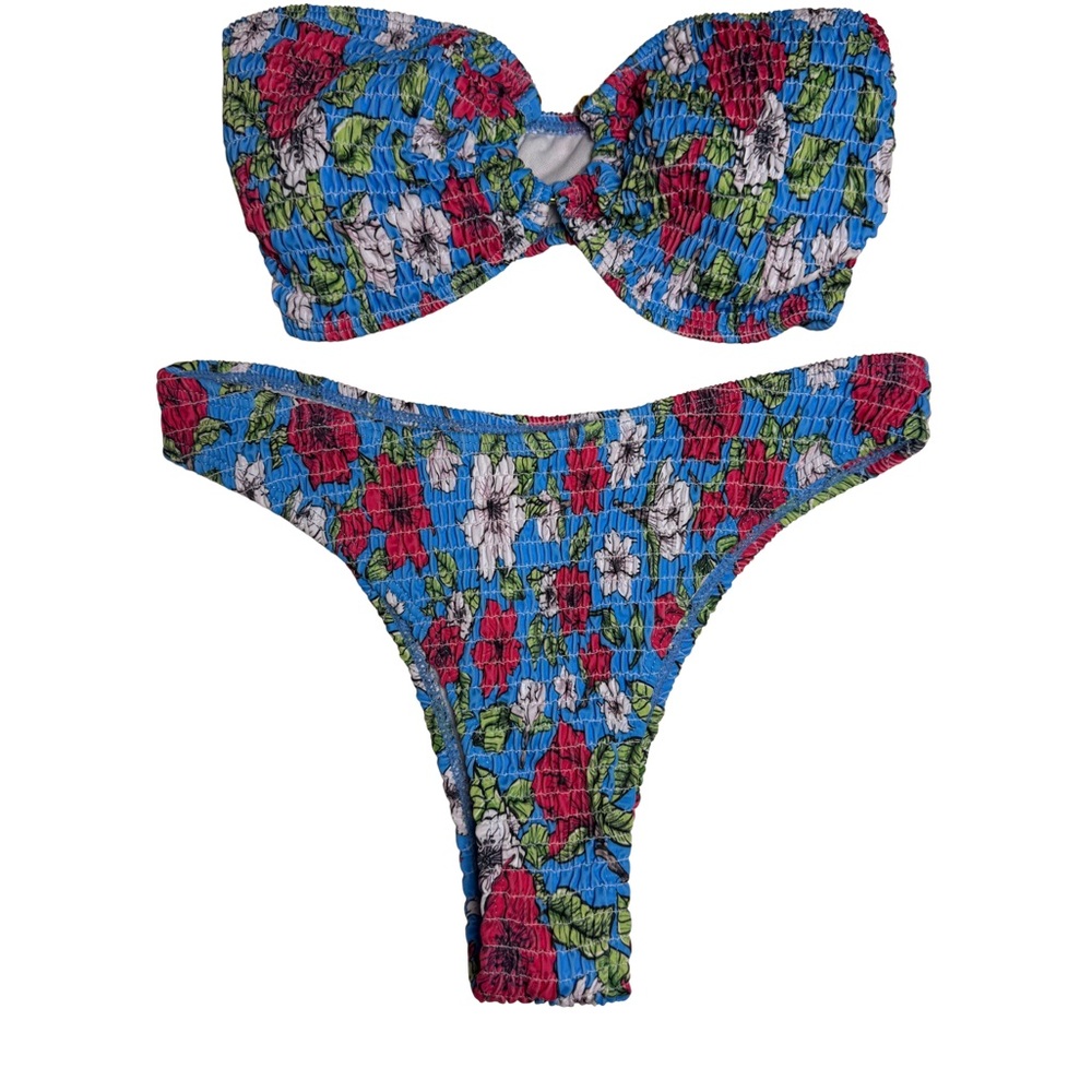 Floral Blue Bikini Set